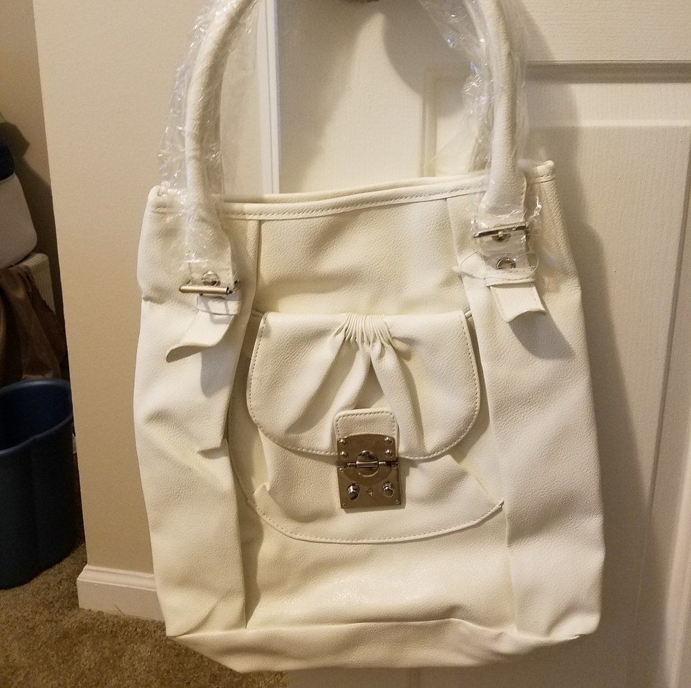 White leather like purse